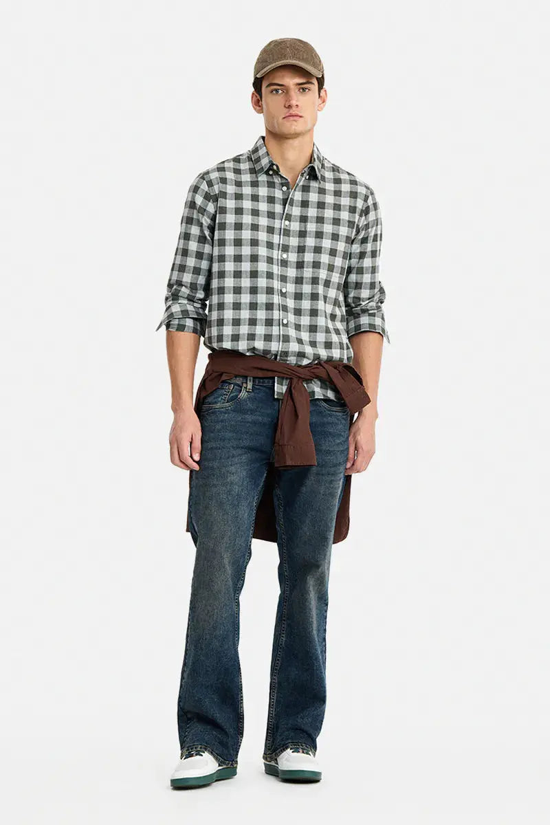 Men’s Washed Blue Bootcut Jeans | Relaxed Fit Casual Denim Pants Overa fashion