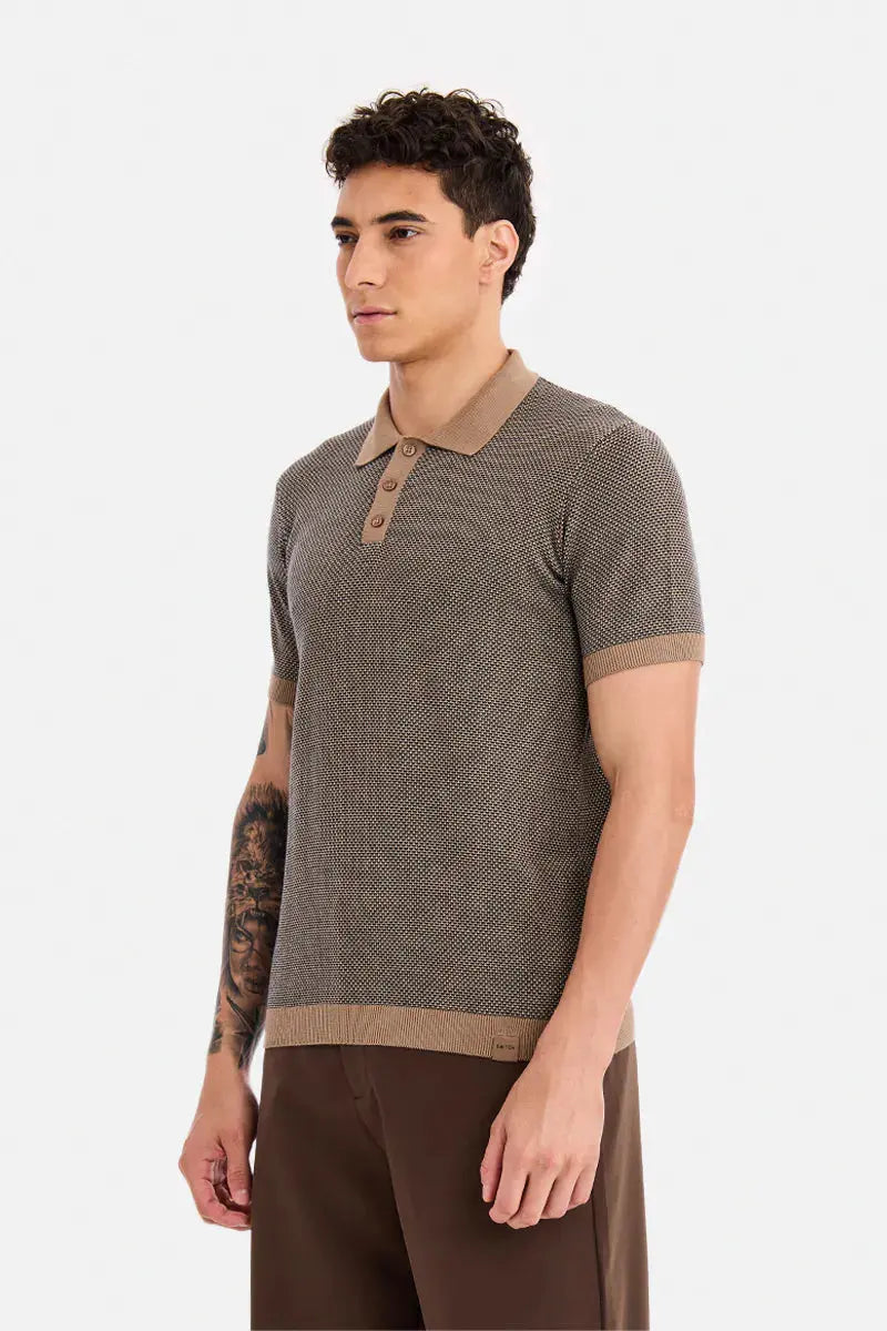 Men’s Textured Knit Polo T-Shirt | Premium Slim Fit Casual Polo Overa fashion